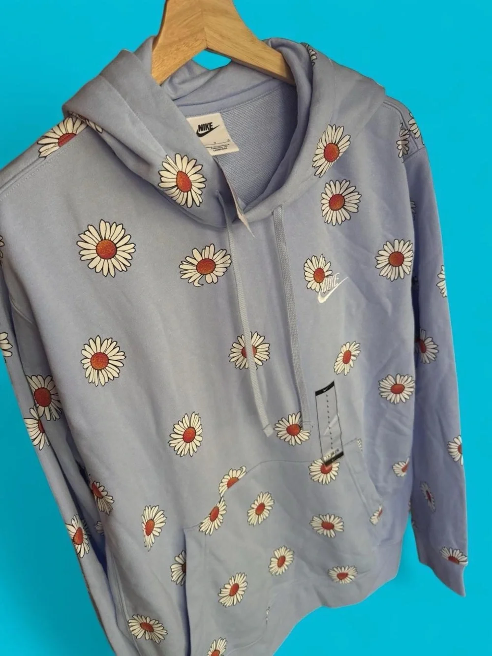 Nike Light Blue Daisy-Print Crewneck Hoodie